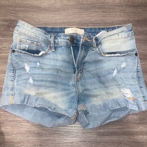Abercrombie and fitch distressed light wash shorts
